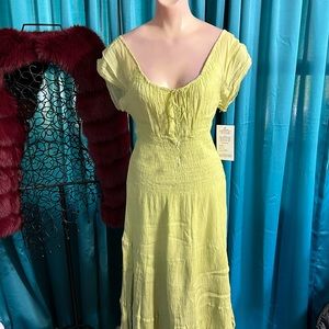 Lime green Ombré Gauze Smock Dress